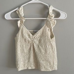 Stradivarius ruched ruffle strap crop top